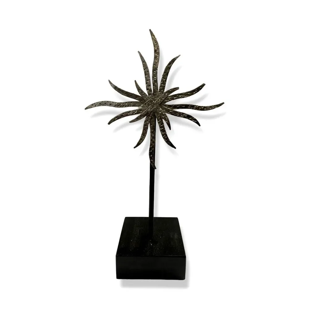 $295 Global Views Silver Starburst Set of 3 Large Decorative Figurine Sculpture